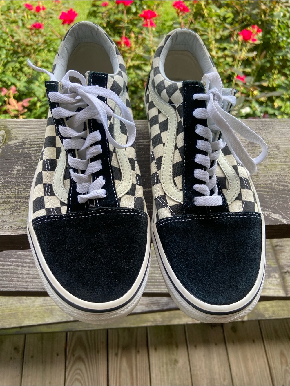 Vans Checkerboard Low-Top Sneakers in Black & White